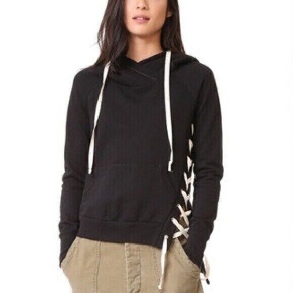 NSF Enzo Black Hoodie Lace-Up Sweatshirt, Size P - Picture 1 of 8